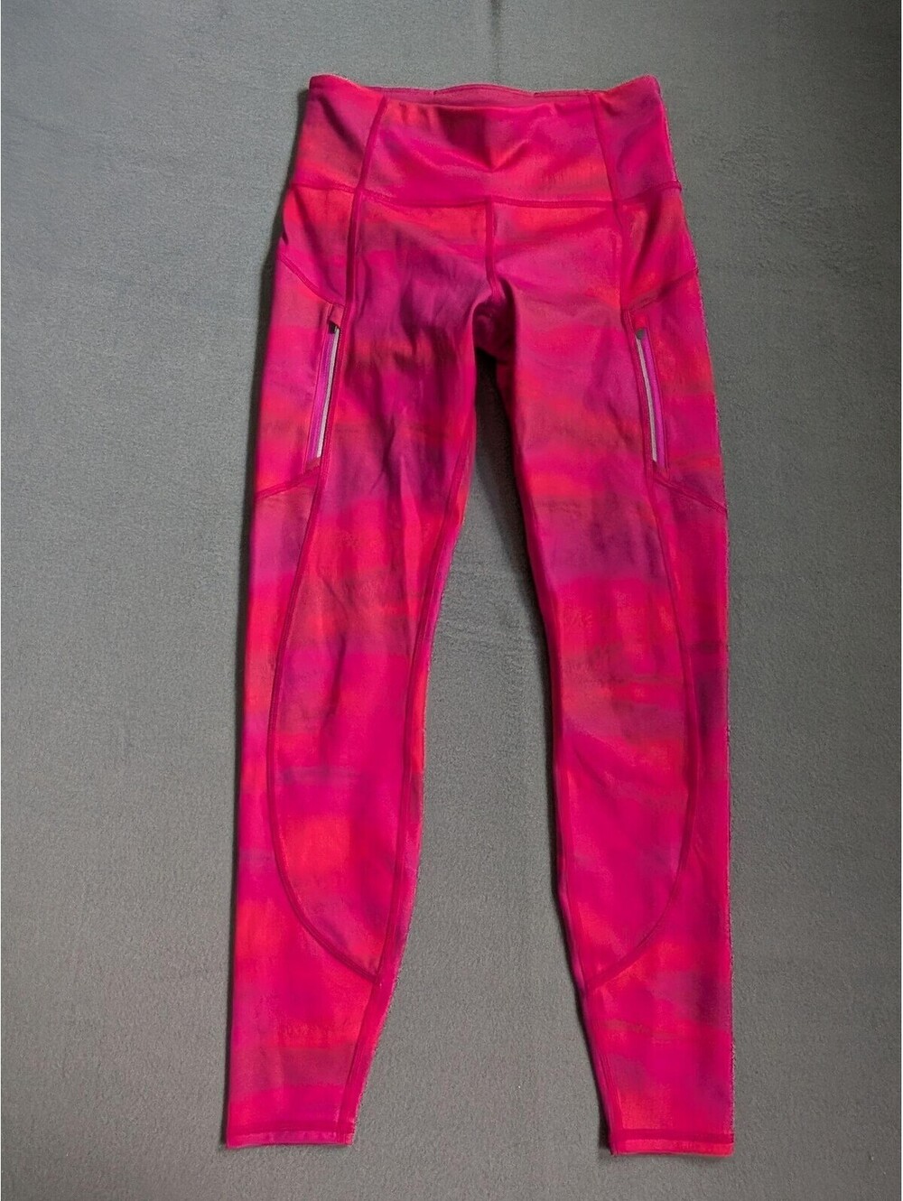 Athleta Leggings Womens Petite Small Pink Rainier Printed Tight Ankle Pockets